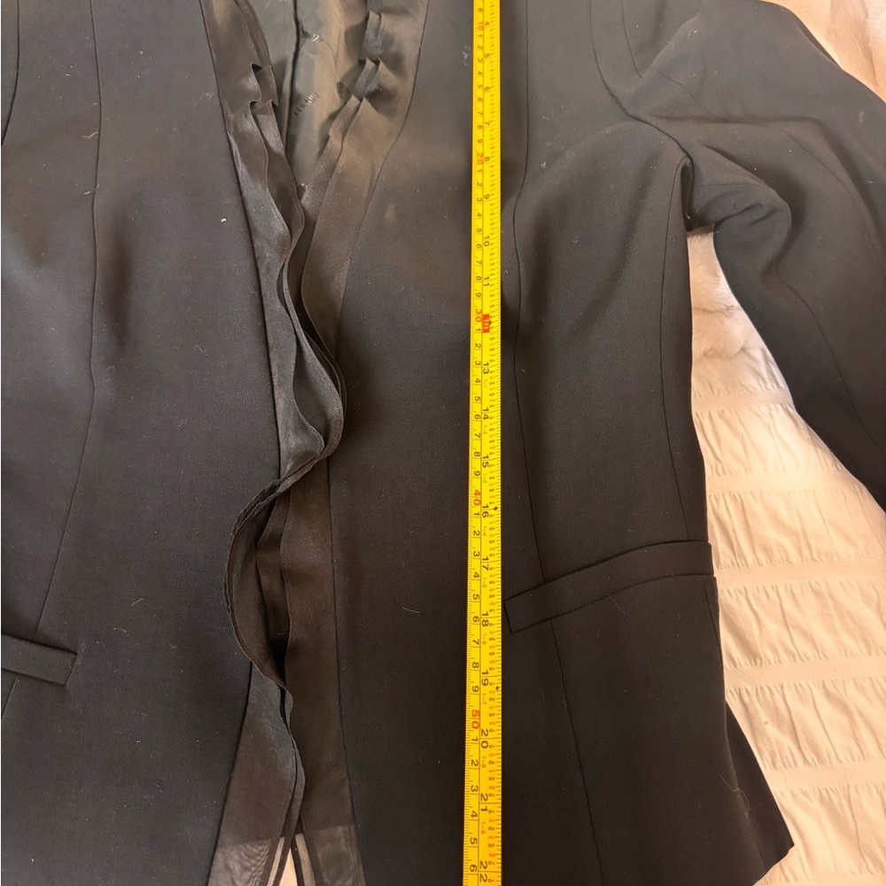 Vintage Louis Feraud Black Wool and Silk Blazer with Ruffled Trim - Picture 8 of 14